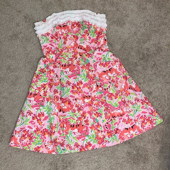 Lily Pulitzer Call Me Kitty Cat Ferra Strapless Dress Size 2 - Picture 1 of 3